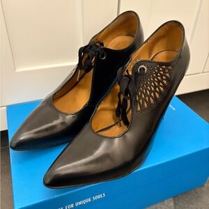 Chic Black Lace-Up Heels